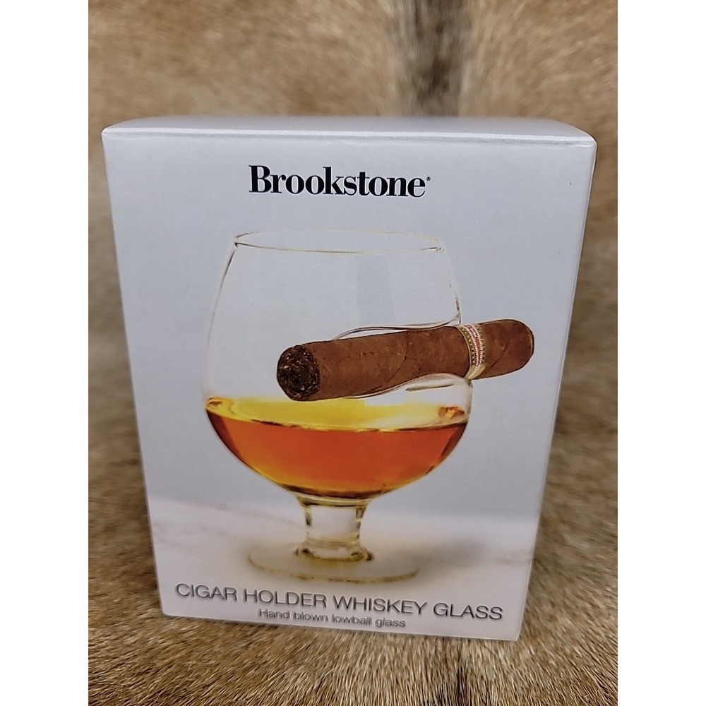 New Brookstone Crystal Glass Whiskey Indented Cigar Holder Lowball Hand Blown‎